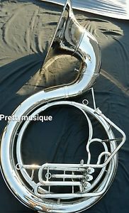 BIG SOUSAPHONE 25"BELL PURE BRAS + SILVER POLISH +CASE BOX + MOUTHPC + FREE SHIP