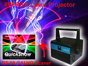 New 6000mW RGB Analog DMX ILDA stage DJ Laser light DT50 & Pangolin Quickshow 6W