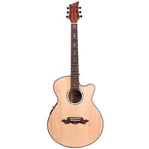 Lindo Guitars - Chitarra elettroacustica con motivo di drago, tavola in abete so