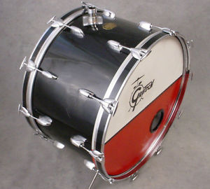 GRETSCH STOP SIGN BADGE 14x24 BLACK BASS DRUM, NICE