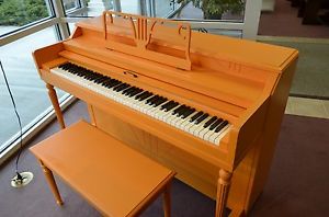 Bright Orange Conover Spinet Piano