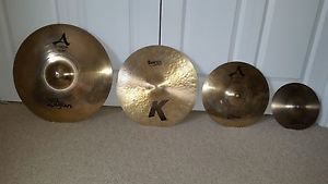 ZILDJIAN CYMBALS - SET OF FOUR  20" 17" 14" 10" EXCELLENT CONDITION