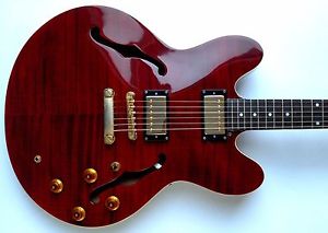 Epiphone Dot Deluxe Flametop W/CASE Semi-Hollow MIK 2005 RARE Wine Red
