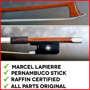 A fine French certified violin bow by Marcel Lapierre, Raffin Certificate inclu.