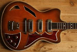 EXTREMELY RARE VINTAGE 60s PERLGOLD PERL GOLD THINLINE SEMI AKUSTIK GITARRE