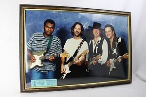 STEVIE RAY VAUGHN RARE FENDER GUITARS PROMO PHOTO ERIC CLAPTON & TICKET LAST GIG