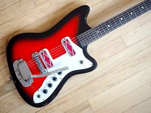 1968 Silvertone 1479 Bobkat Vintage Guitar DeArmond Red Foil, 1477 Harmony