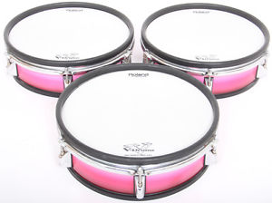 3x Roland PD-120 Red/Pink 12" Mesh Dual Trigger Electronic Drum Pads
