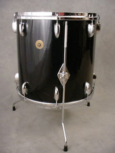 GRETSCH ROUND BADGE 16x16 BLACK FLOOR TOM DRUM, 100 PERCENT ORIGINAL