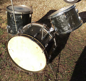 Vtg 1950's Slingerland Radio King Gene Krupa Deluxe Drum Set Black Diamond Pearl