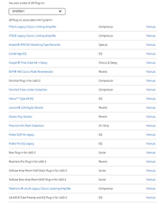 UAD plugins (entire account of 20 plugins) roughly USD$4.2k value