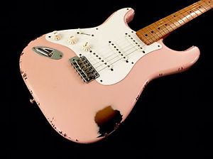 LEFTY! Fender 1957RI Stratocaster Guitar Aged Shell Pink Nitro Left RELIC HSC
