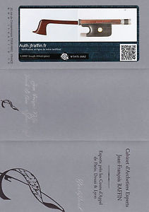 A very fine French certified violin bow by J.A.Lamy Pere, 1890.Nice!