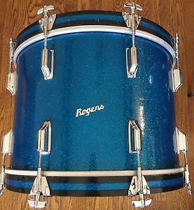 Rogers RARE 20" Virgin Bass Drum Blue Glass (sparkle) Glitter 60s Dayton Shiny!!