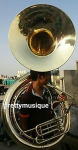 SOUSAPHONE BIG 25"BELL GOLD JUMBO OF PURE BRASS + MOUTHPC + CASE+ FREE SHIPPING