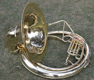 CHRISTMAS GIFT_SOUSAPHONE_25" VALVE BIG_TUBAMADE*OF/FULL BRASS W/bag.BRASS FIN