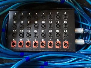 Whirlwind 100' (24 Channel 8 Return) XLR Splitter Snake 24x8 w/ Case and Extras