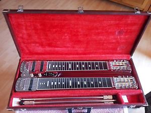 Non Pedal Steel Guitar Guyatone HG-188D Double Neck  8-Saitig E9 C6 +Koffer +A