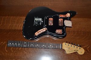 Fender Classic Player Jaguar neck and MIM body black HH WD pickguard relic