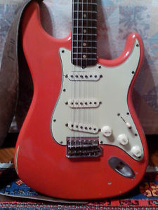 ORIGINAL VINTAGE 1961 FENDER STRATOCASTER SLAB BOARD FIESTA RED