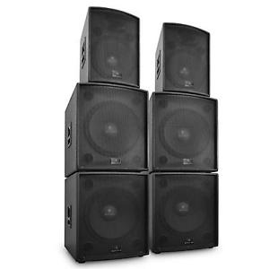SET 6x ALTAVOCES PA DJ 12000W BAFLES EVENTOS EXTERIOR INTERIOR 1700 PERSONAS