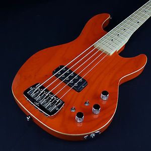 G&L L1505 5-String Bass Clear Orange Ash Body, Wood Binding  w/ Case