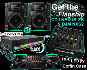 Pioneer x2 CDJ-2000NXS2, DJM-900NXS2 & Odyssey FLIGHT FX Black Label Coffin CASE