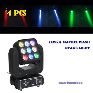 4 PCS 9X12W LED Matric Wash Moving Heads Stage Lighting DJ Disco Weding Party