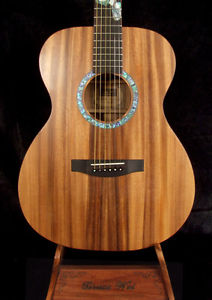 Bruce Wei Solid Acacia Koa OM Acoustic Guitar, Humming Bird Inlay OM-2003