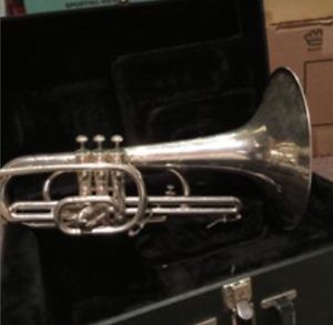 BACH Silver  marching Mellophone horn with hard shell case