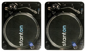 2 STANTON T.92 M2 DIR. DRIVE TURNTABLES w/ SLIPMATS & DUST COVERS Authorized DLR