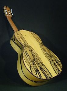 SPANISH FLAMENCO GUITAR.  LUTHIER JUAN MONTES. WHITE EBONY GUITARRA.  HARD CASE