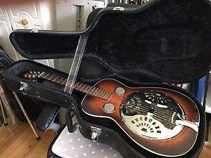 HANDBUILT LEBEDA RESONATOR (DOBRO) GUITAR.SOLID WOODS HEADWAY P/UP & HARD CASE