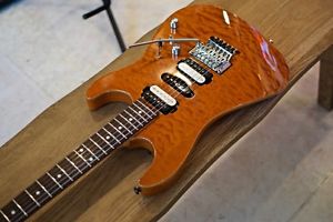 SCHECTER EX-5B-22-CTM Flame Maple Neck Used  w/ Hard case
