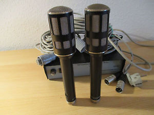 2 RFT Mikrofontechnik Gefell PM 860 (formerly Neumann) microphon + power supply