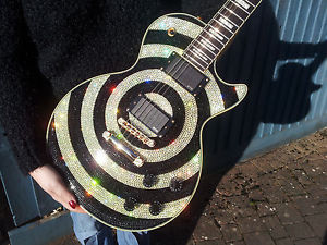 CRYSTALZROCK SWAROVSKI ZAKK WYLDE CUSTOM EPIPHONE LES PAUL GUITAR STUNNING!