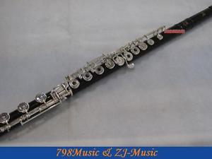 Ebony Wood Grenadilla Flute-B foot-Open Hole-Split-E-Silver Plated