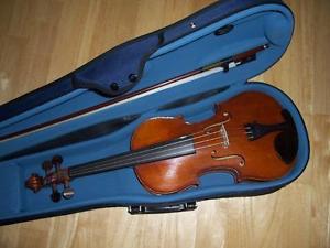 3/4 Geige Violine, französisch mit Violinetui, Bogen, Schulterstütze