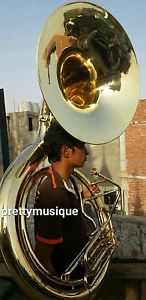 SOUSAPHONE BIG BRASS GOLD JUMBO SIZE 25" BELL + MOUTHPC+ CASE BOX +FREE SHIPPING