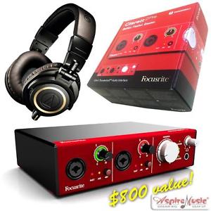 Focusrite Clarett 2Pre Interface BUNDLE WITH Audio-technica ATH-M50x Headphones