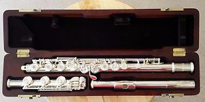 Briolette Solid Silver B foot Open Hole Professional Flute with Case and Rod