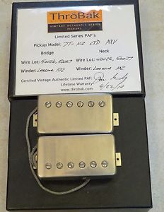 ThroBak DT-102 LTD humbuckers pickups NOS Gibson PAF wire dbl white aged covers