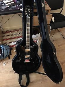 Hofner Verythin Semi Acoustic Guitar In Black, With Fitted Hofner Case