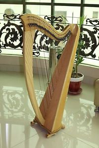 Mikel Saffron Lever Harp 34 Strings  with Deluxe Carry Bag, Natural Finish