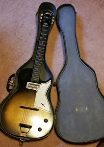 1961 Harmony Stratotone Mars H-45 Hollow Body Sunburst Electric Guitar & Case