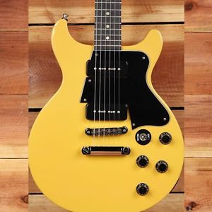 GIBSON LES PAUL SPECIAL Tv Yellow DOUBLE CUTAWAY DC P90 + White Fur OHSC 1433