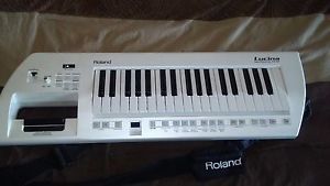 ROLAND KEYTAR LUCINA AX-09 SHOULDER SYNTH WITH EXTRAS!! CUSTOM EMBROIDERED CASE