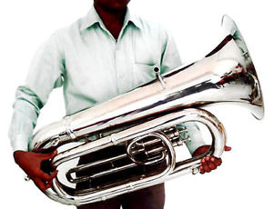 3/4 TRADITIONAL BRITISH DESIGN ZWEISS CHROMED BRASS Eb (MiB) BASS TUBA. NEW.