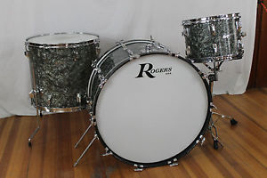 Vintage 60's Rogers 24,13,18 Kit. "Black Diamond Pearl"