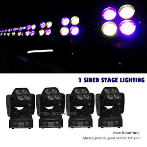 4 Pcs !65W LED Mini Wash Moving Heads Stage Lighting DJ Disco Weding Party